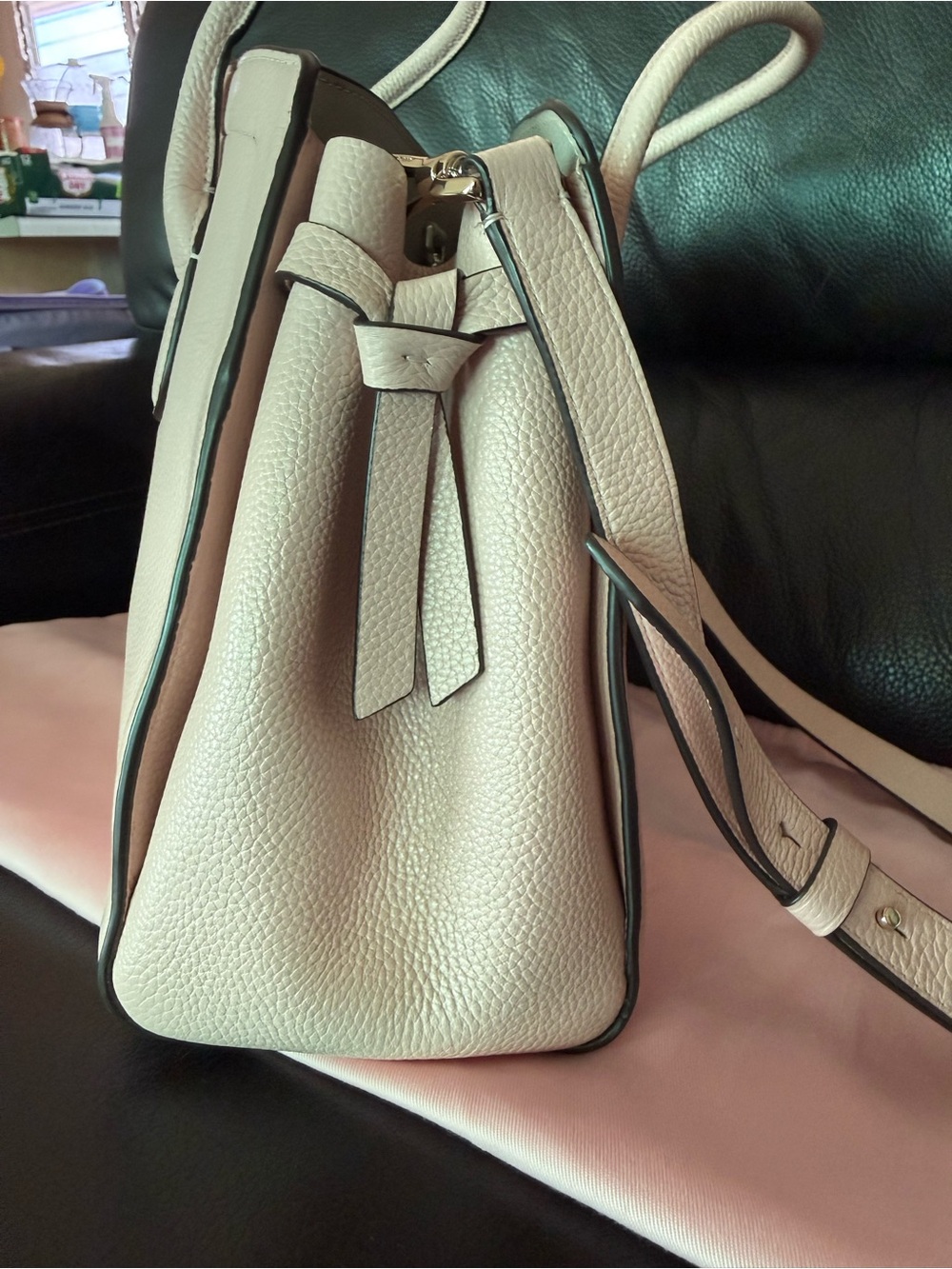 Kate Spade Mini Knott Leather Satchel with Crossbody Strap - Mochi Pink - Picture 5 of 8